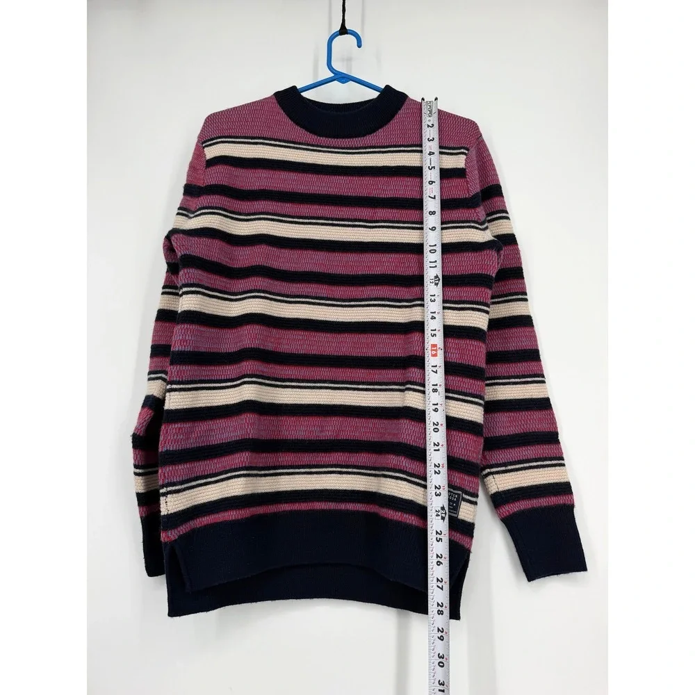 Scotch & Soda Mens Striped Crewneck Sweater Burgundy Navy Cream Wool Blend M